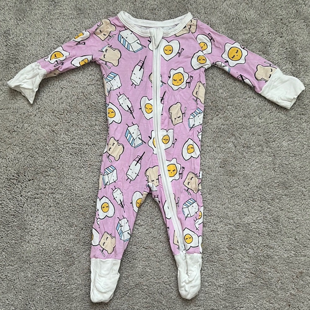 Little Sleepies Pink and White Footies One Piece